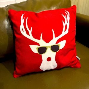 Christmas Throw Pillow—Cool Reindeer